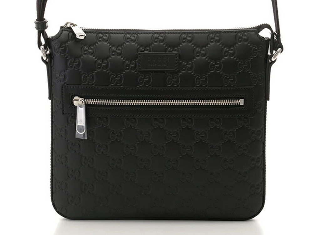 Gucci Bag Shoulder Flat Messenger Black Guccissima